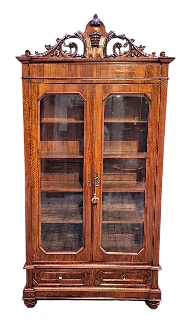 Luigi Filippo walnut veneered display cabinet, 19th century