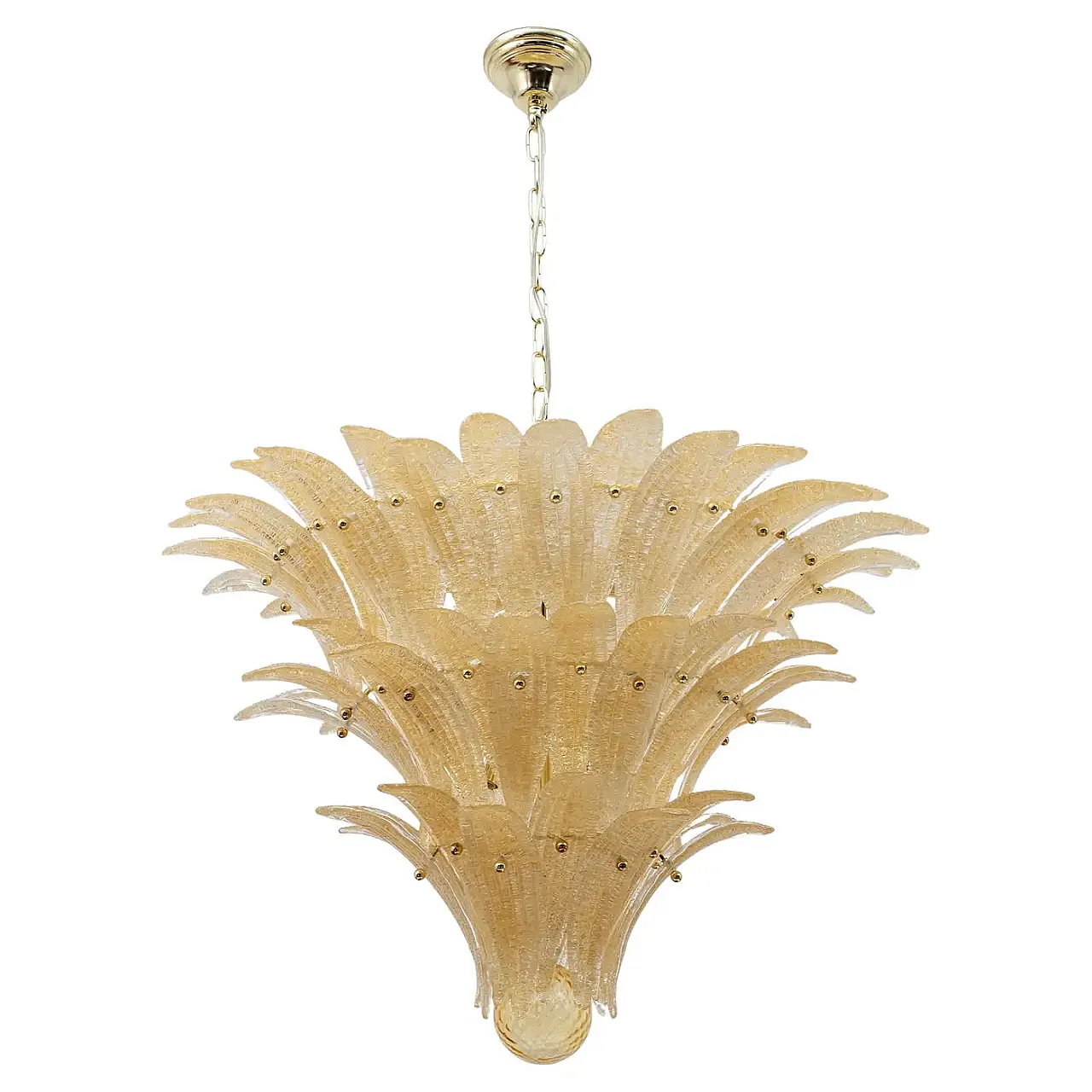 Barovier & Toso style gold-palmette Murano glass chandelier, 2000s 1