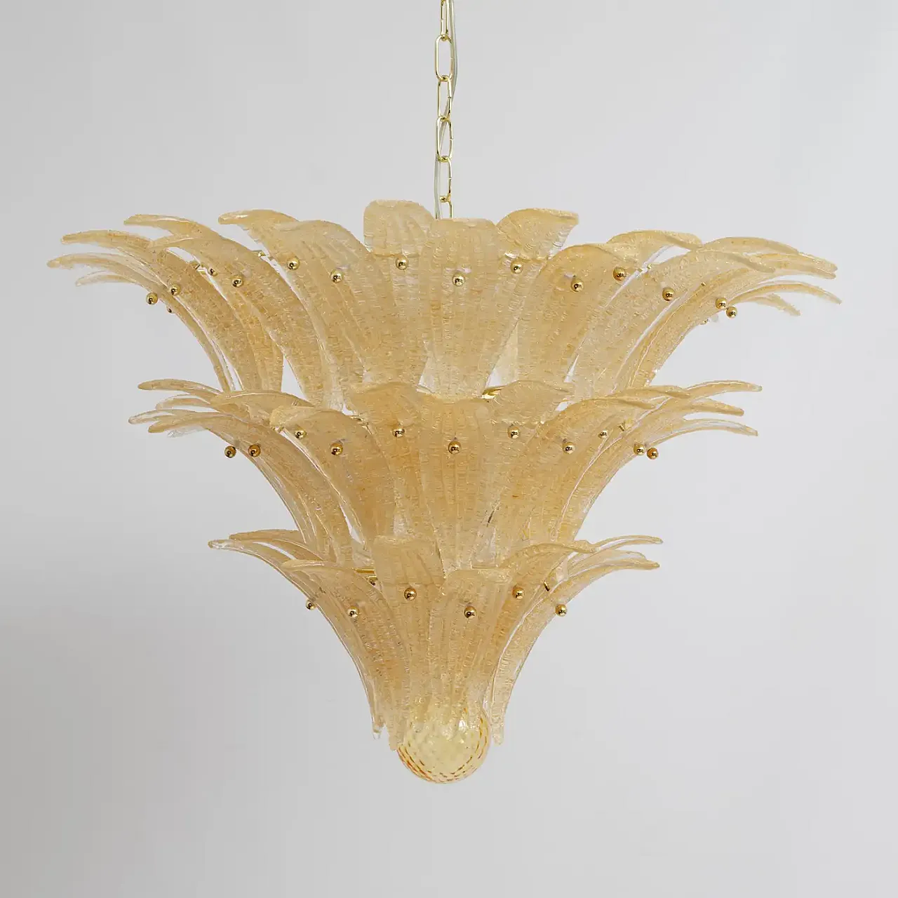 Barovier & Toso style gold-palmette Murano glass chandelier, 2000s 2