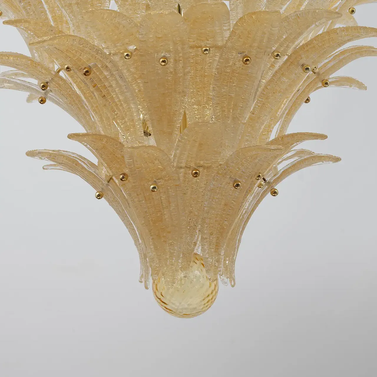 Barovier & Toso style gold-palmette Murano glass chandelier, 2000s 5
