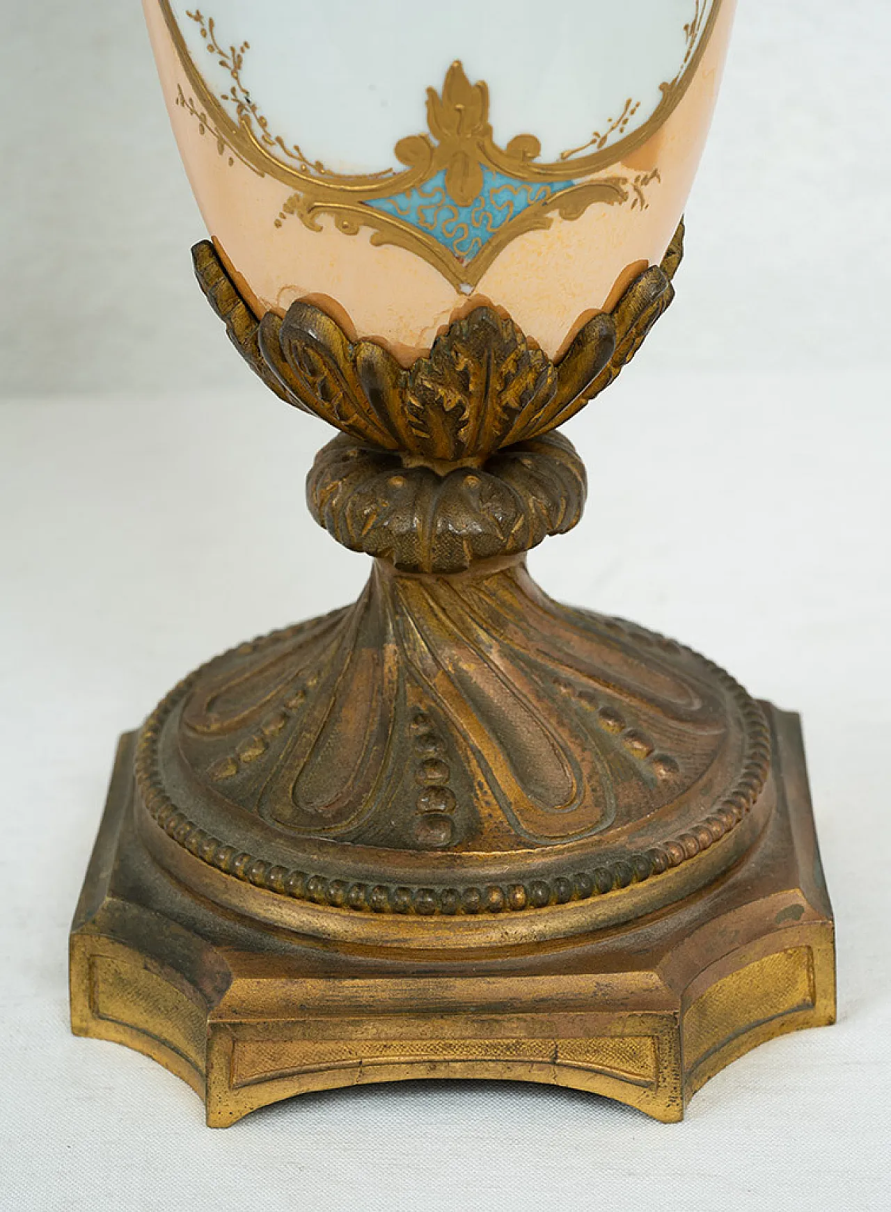 Pair of Napoleon III vases in polychrome Sevres porcelain, 19th c. 5