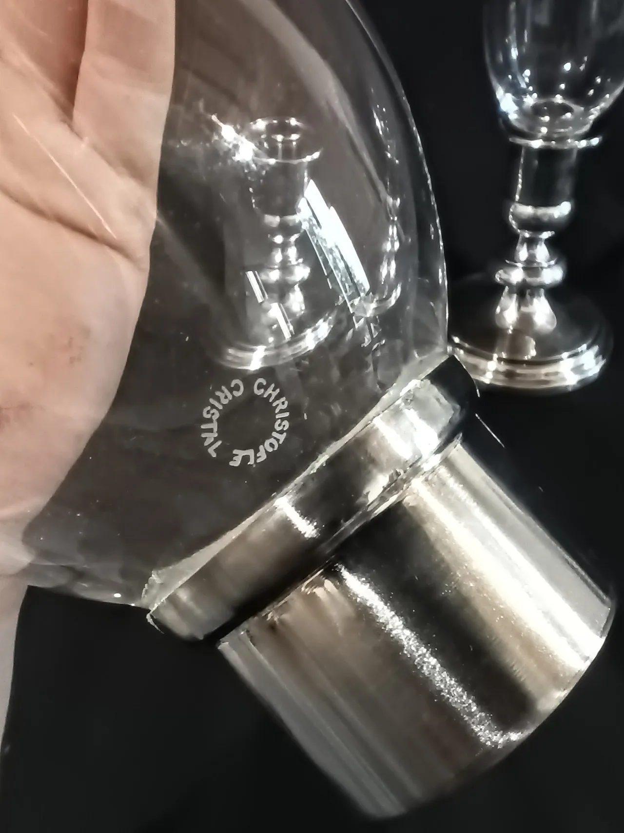 Coppia candelieri Christofle Silverplate Cristallo Baccarat, anni '90 4