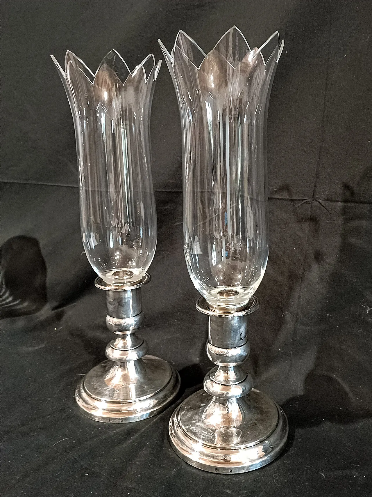 Coppia candelieri Christofle Silverplate Cristallo Baccarat, anni '90 5