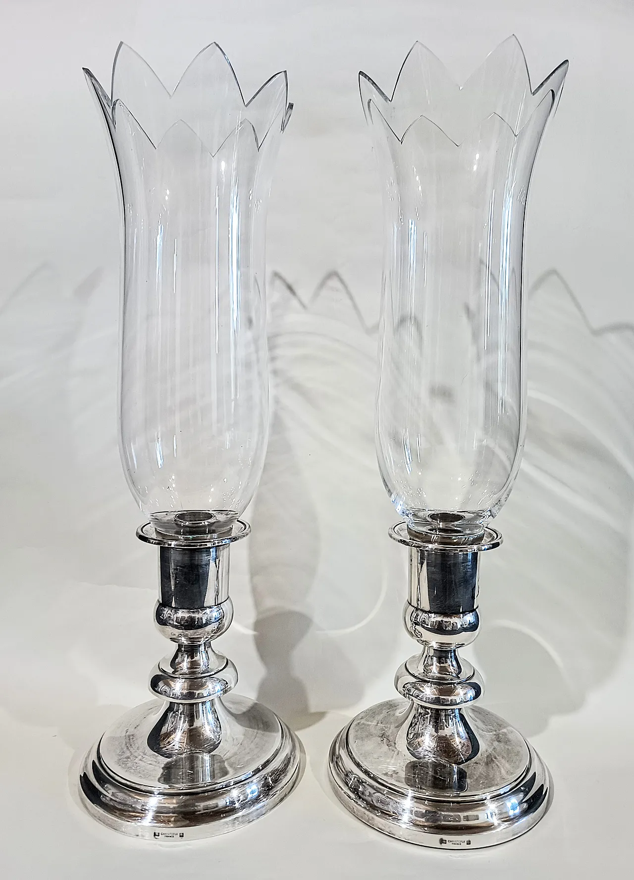 Coppia candelieri Christofle Silverplate Cristallo Baccarat, anni '90 6