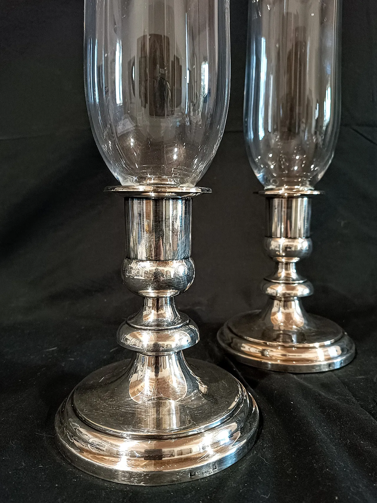 Coppia candelieri Christofle Silverplate Cristallo Baccarat, anni '90 9