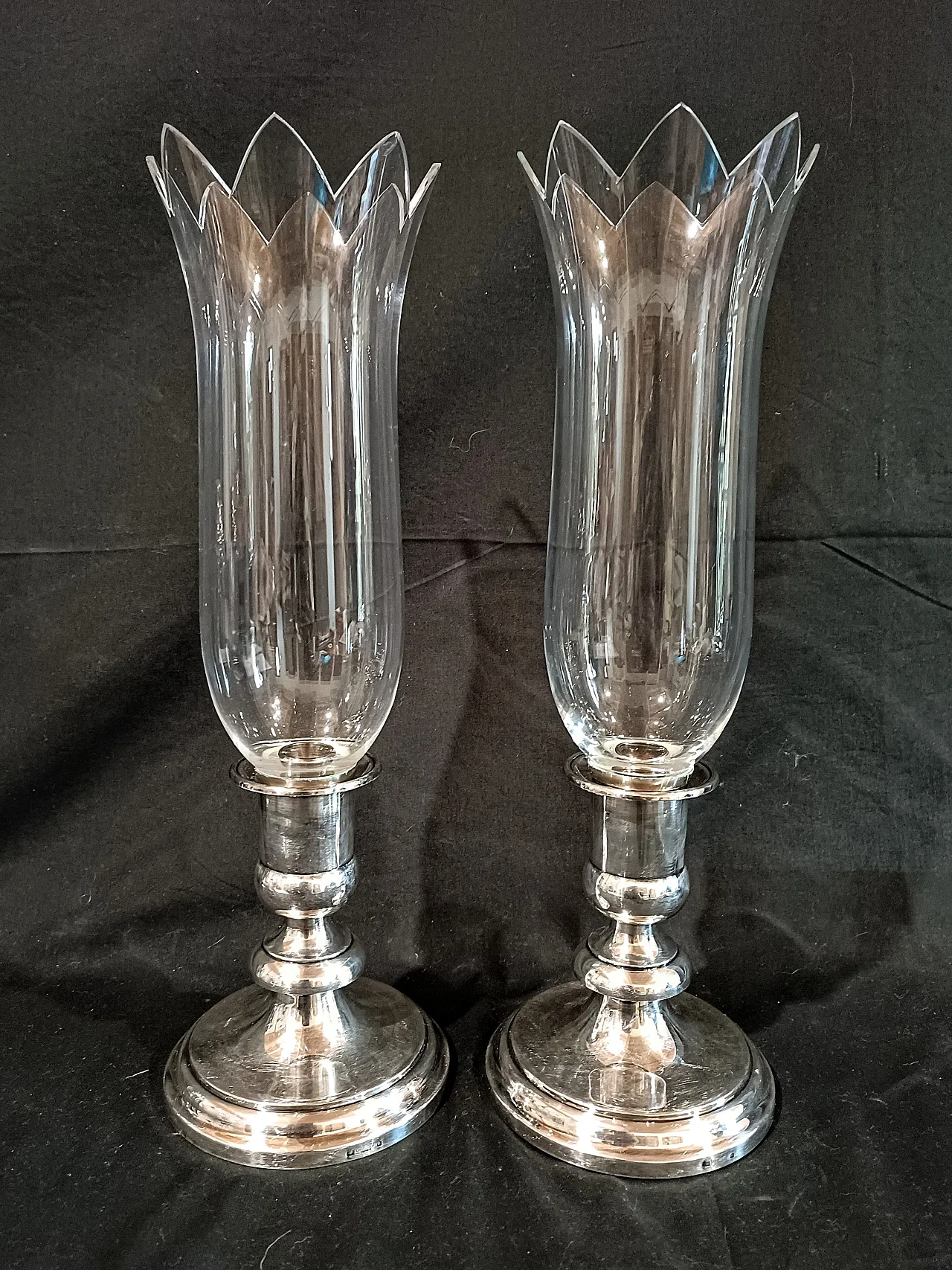 Coppia candelieri Christofle Silverplate Cristallo Baccarat, anni '90 11