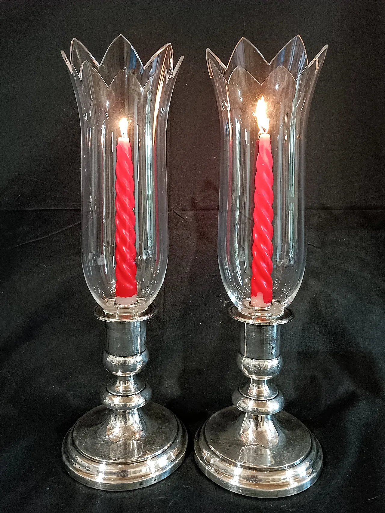 Coppia candelieri Christofle Silverplate Cristallo Baccarat, anni '90 16