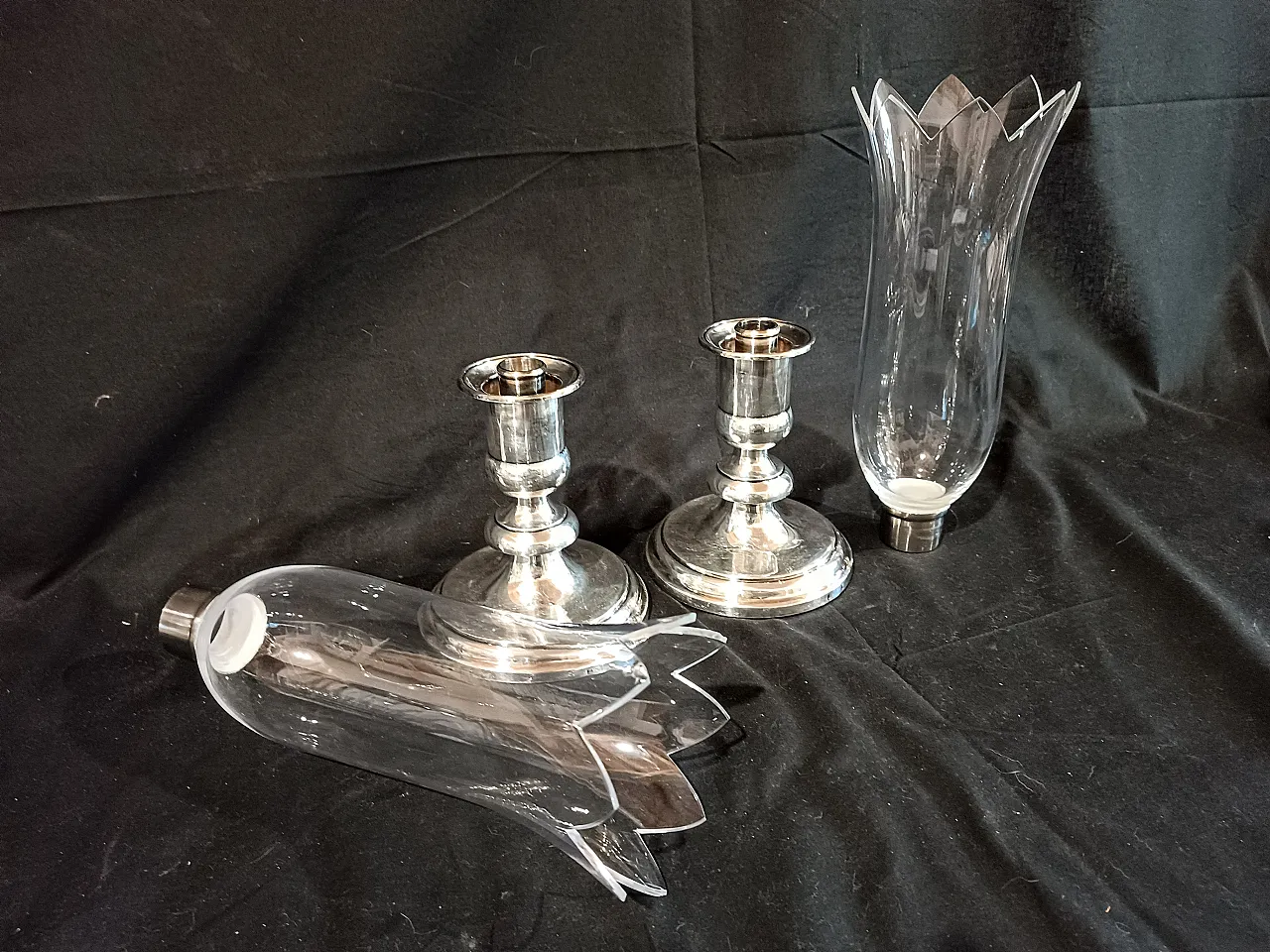 Coppia candelieri Christofle Silverplate Cristallo Baccarat, anni '90 20