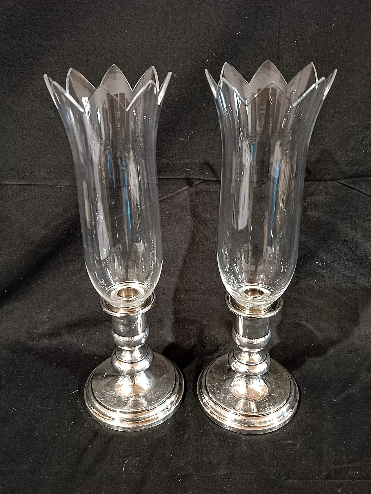 Coppia candelieri Christofle Silverplate Cristallo Baccarat, anni '90 21