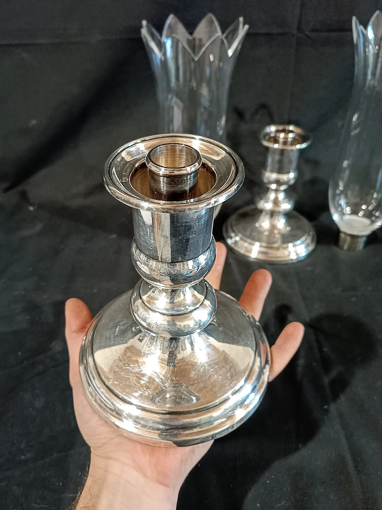 Coppia candelieri Christofle Silverplate Cristallo Baccarat, anni '90 24