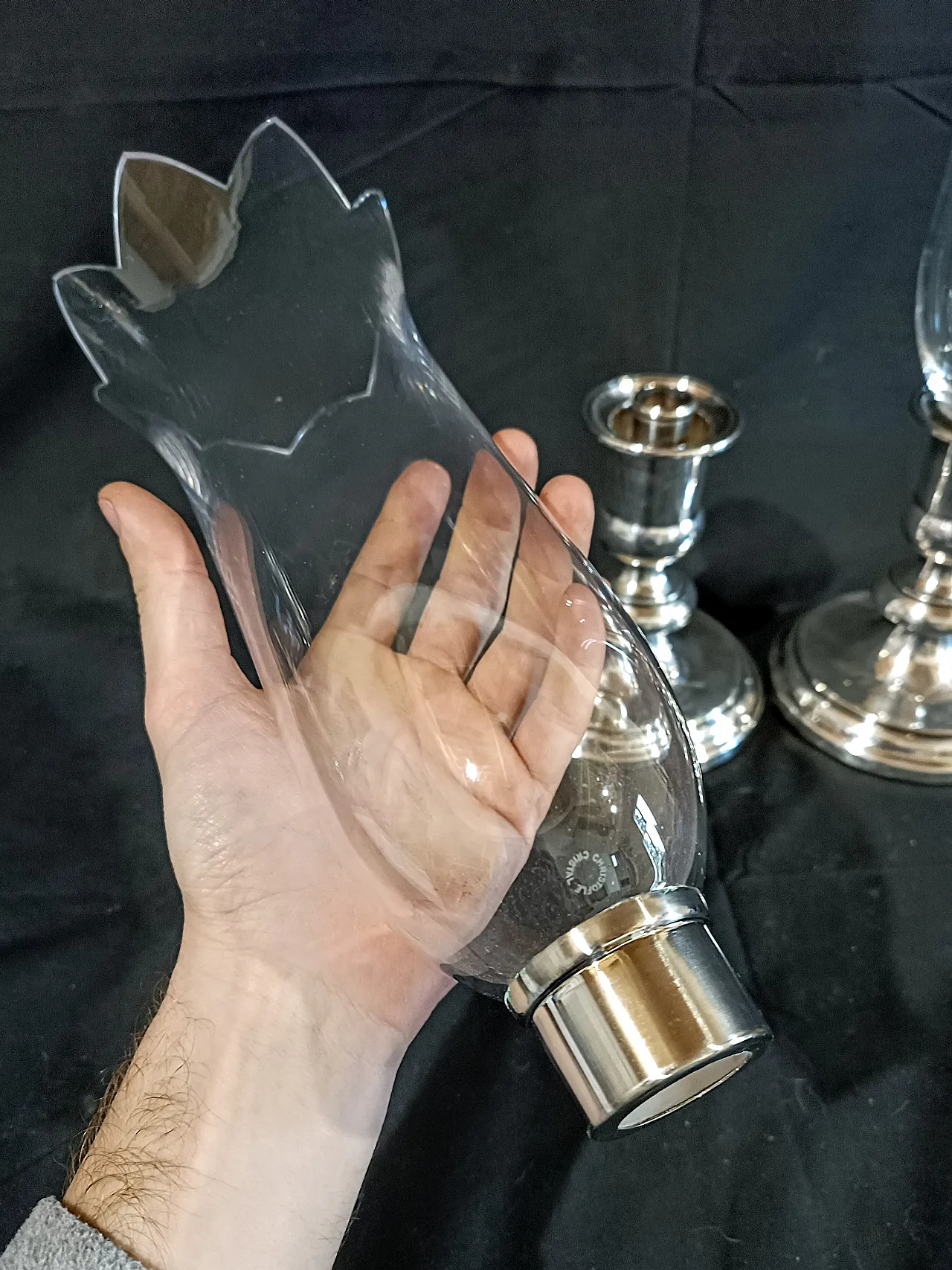 Coppia candelieri Christofle Silverplate Cristallo Baccarat, anni '90 27