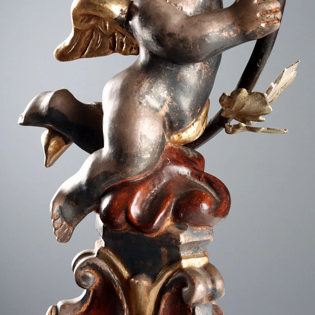 Carved, gilded, and lacquered wooden candelabra, 20th century 5