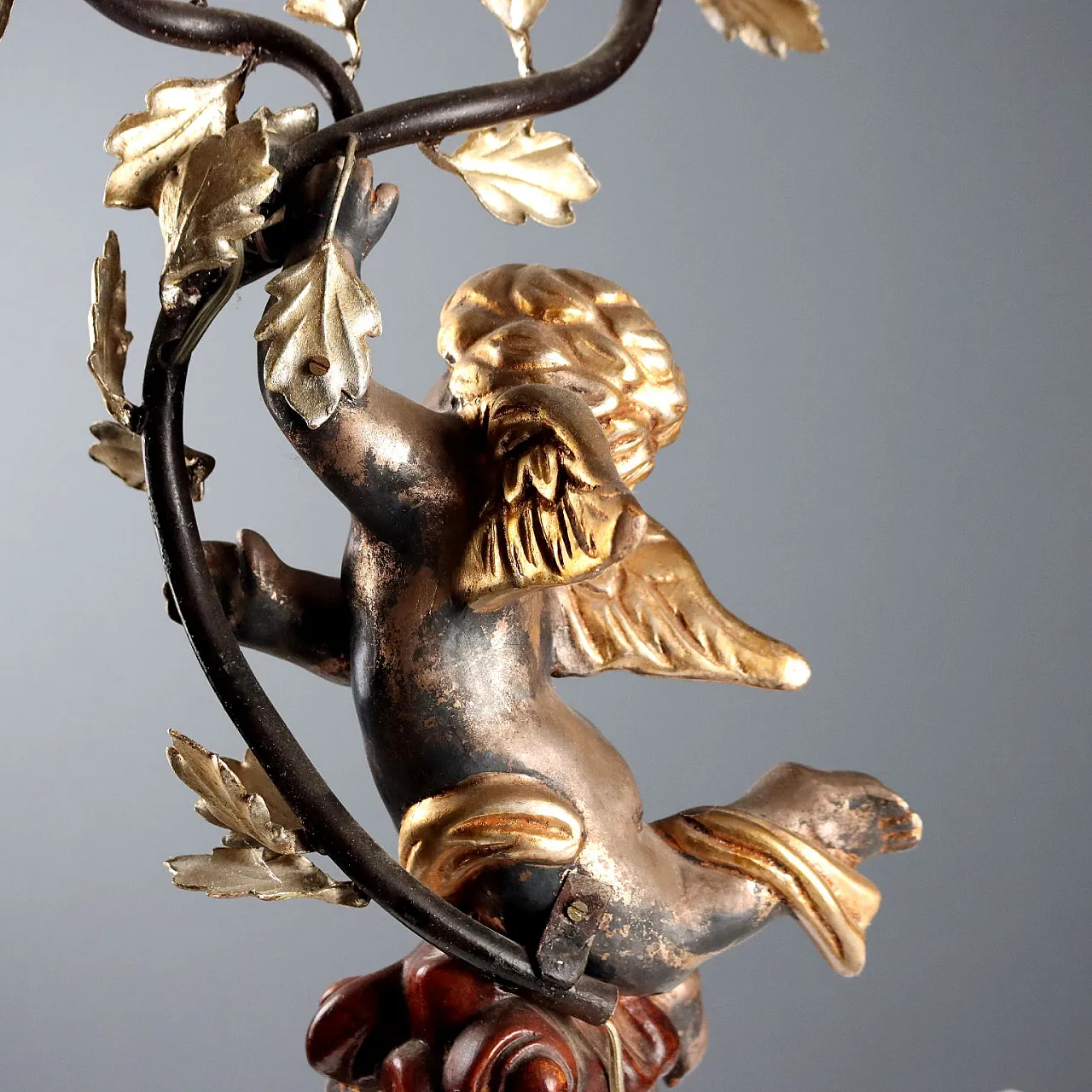 Carved, gilded, and lacquered wooden candelabra, 20th century 8