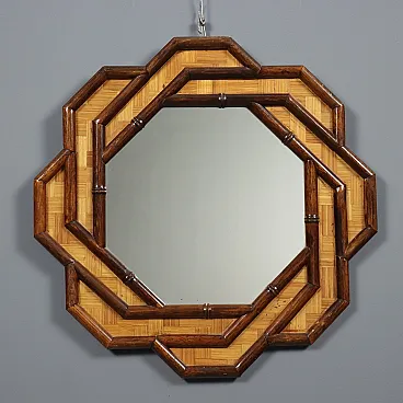 Bamboo wall mirror, 20th century
