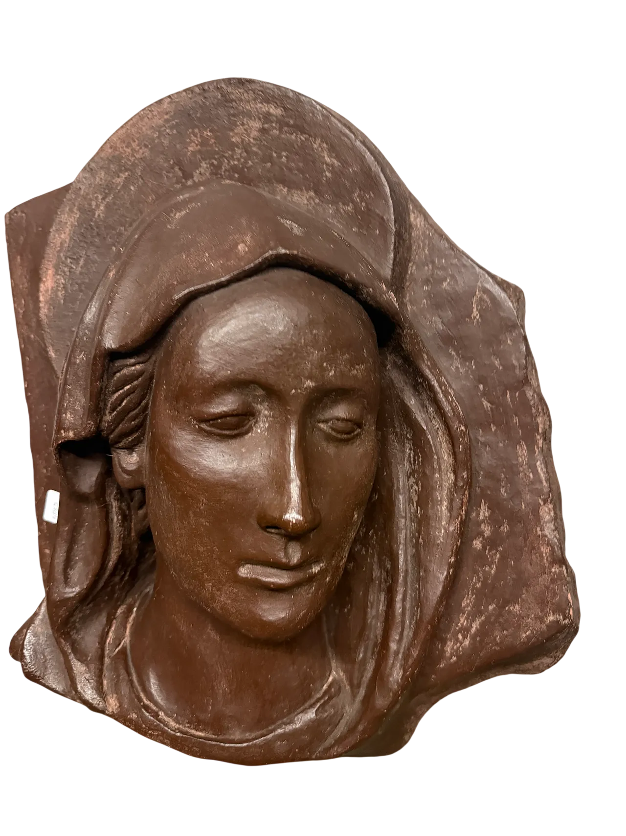 Burnished terracotta sculpture, Virgin face, 20th century 13