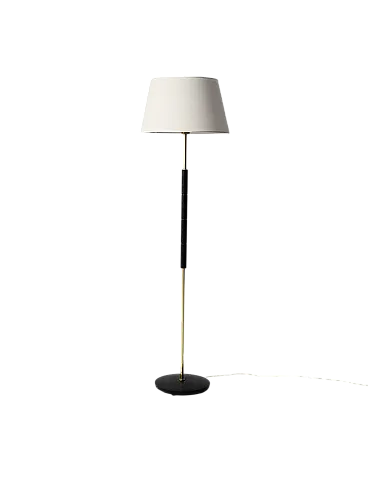 Lampada da terra scandinava in legno nero e ottone