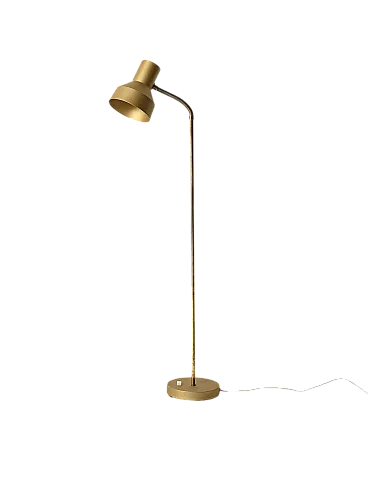 Lampada da terra scandinava in ottone e metallo cromato, anni '70