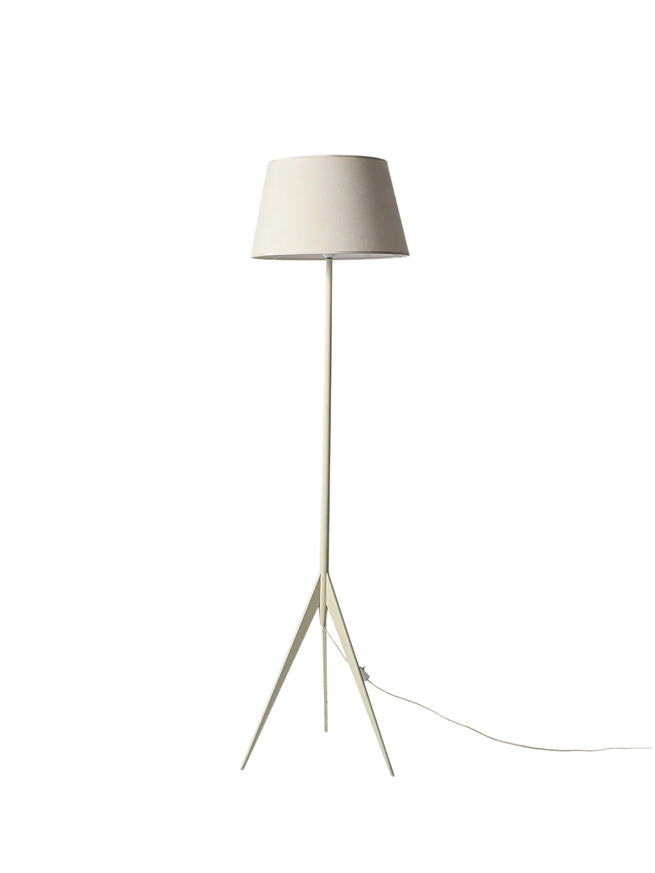Lampada da terra tripode scandinava in legno laccato bianco 10