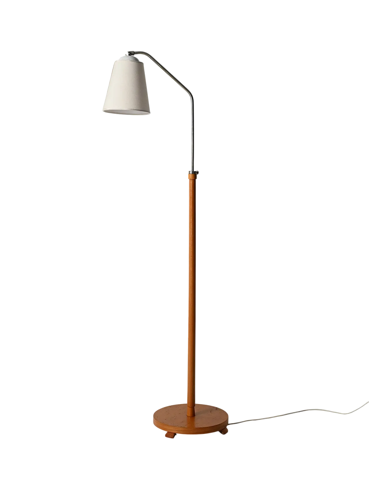 Lampada da terra scandinava Mid Century in rovere e metallo 11