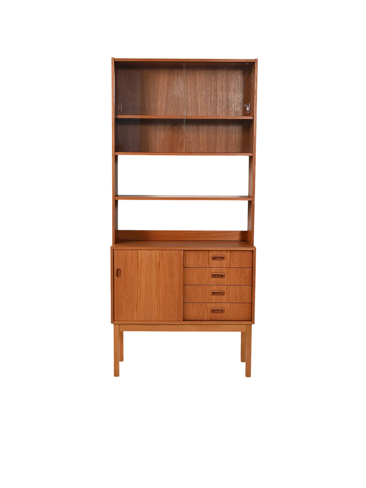 Libreria scandinava in teak con vetrina 9