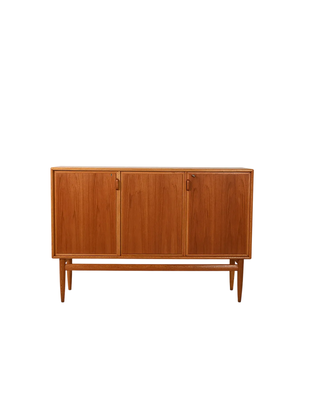 Highboard scandinavo anni 50/60 in rovere e teak con tre ante 11
