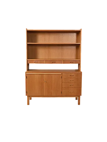 Sideboard-libreria scandinava in rovere, anni ’60