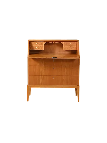 Secrétaire scandinavo in olmo e radica, anni ’50