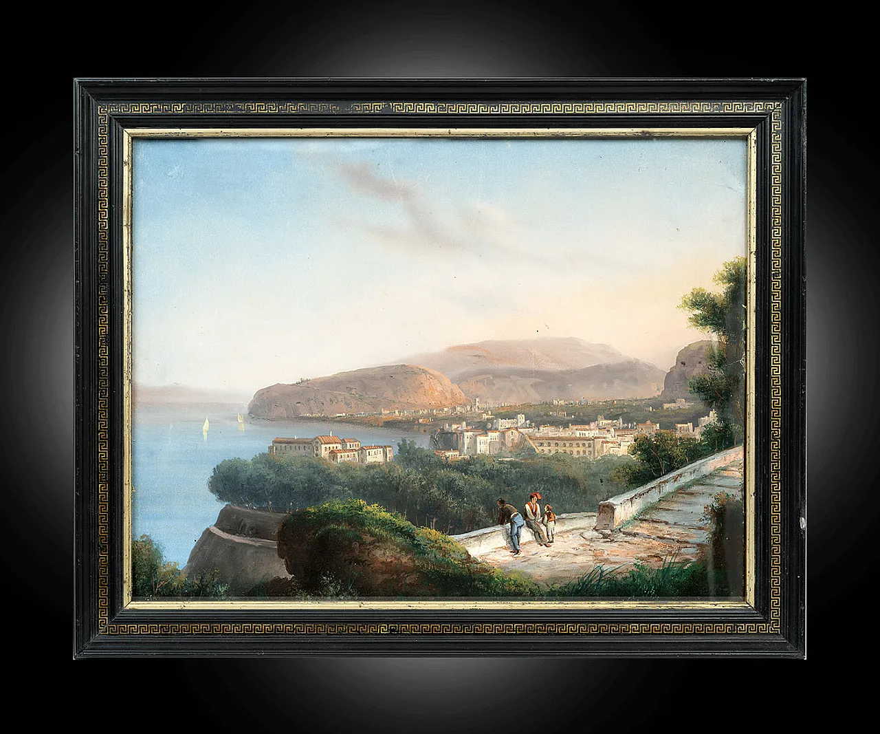 Gouache with contemporary frame depicting Sorrento, 20th century 1