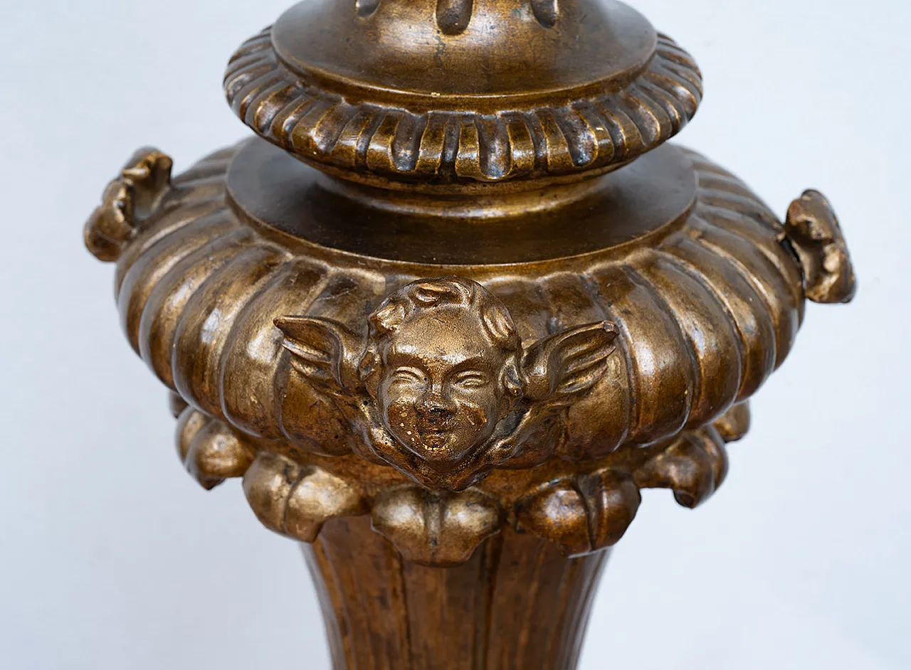 Coppia di lampade stile Luigi XV in legno dorato, '800 2