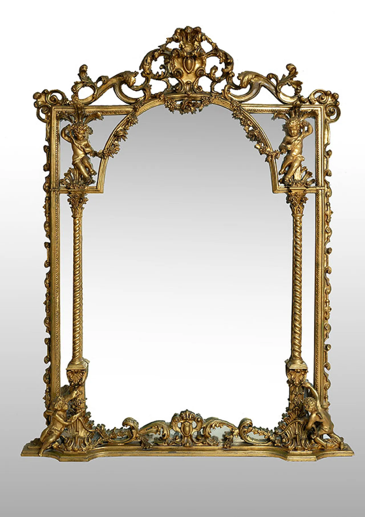 Carved baroque style console with mirror, 1960s 2