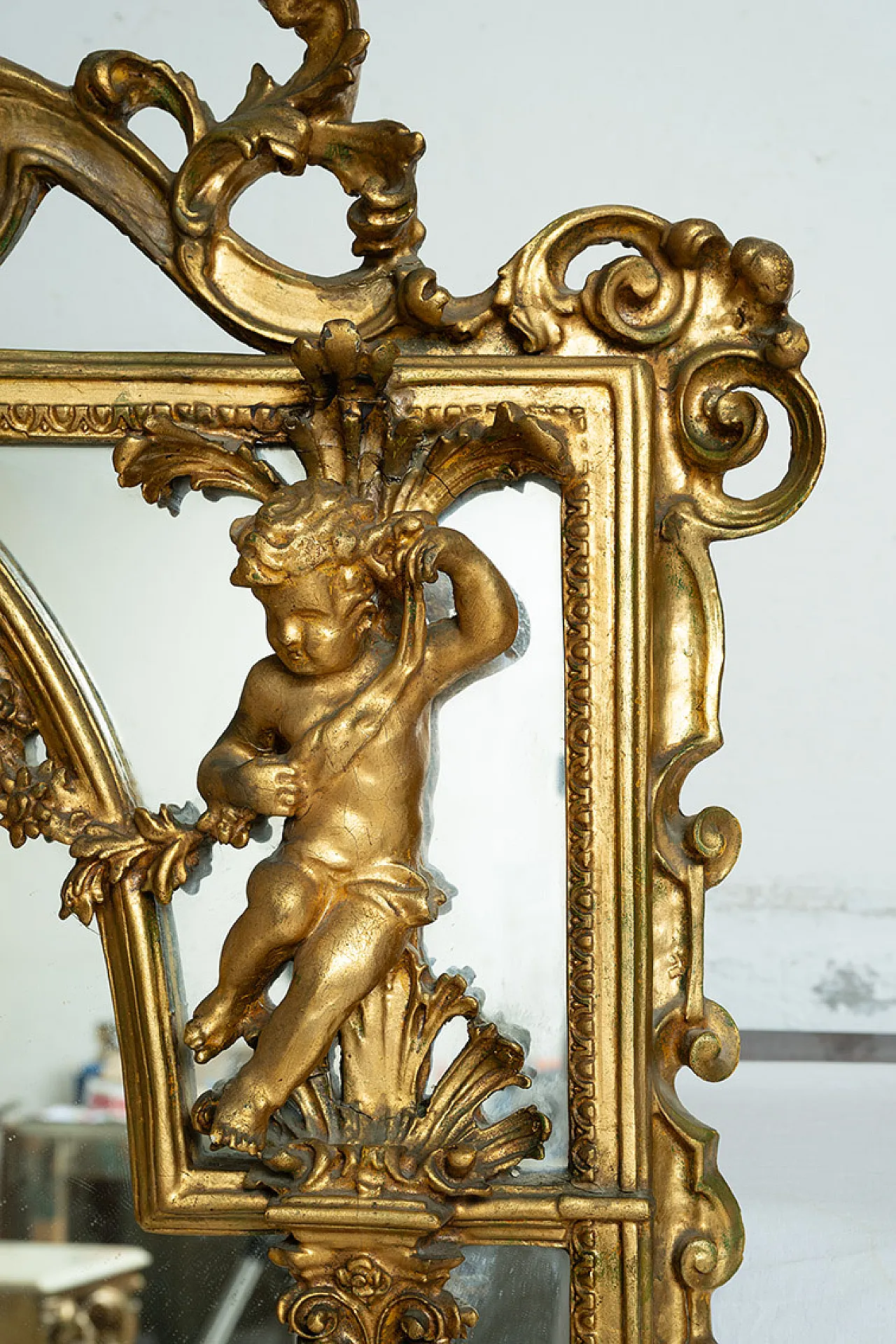 Carved baroque style console with mirror, 1960s 3