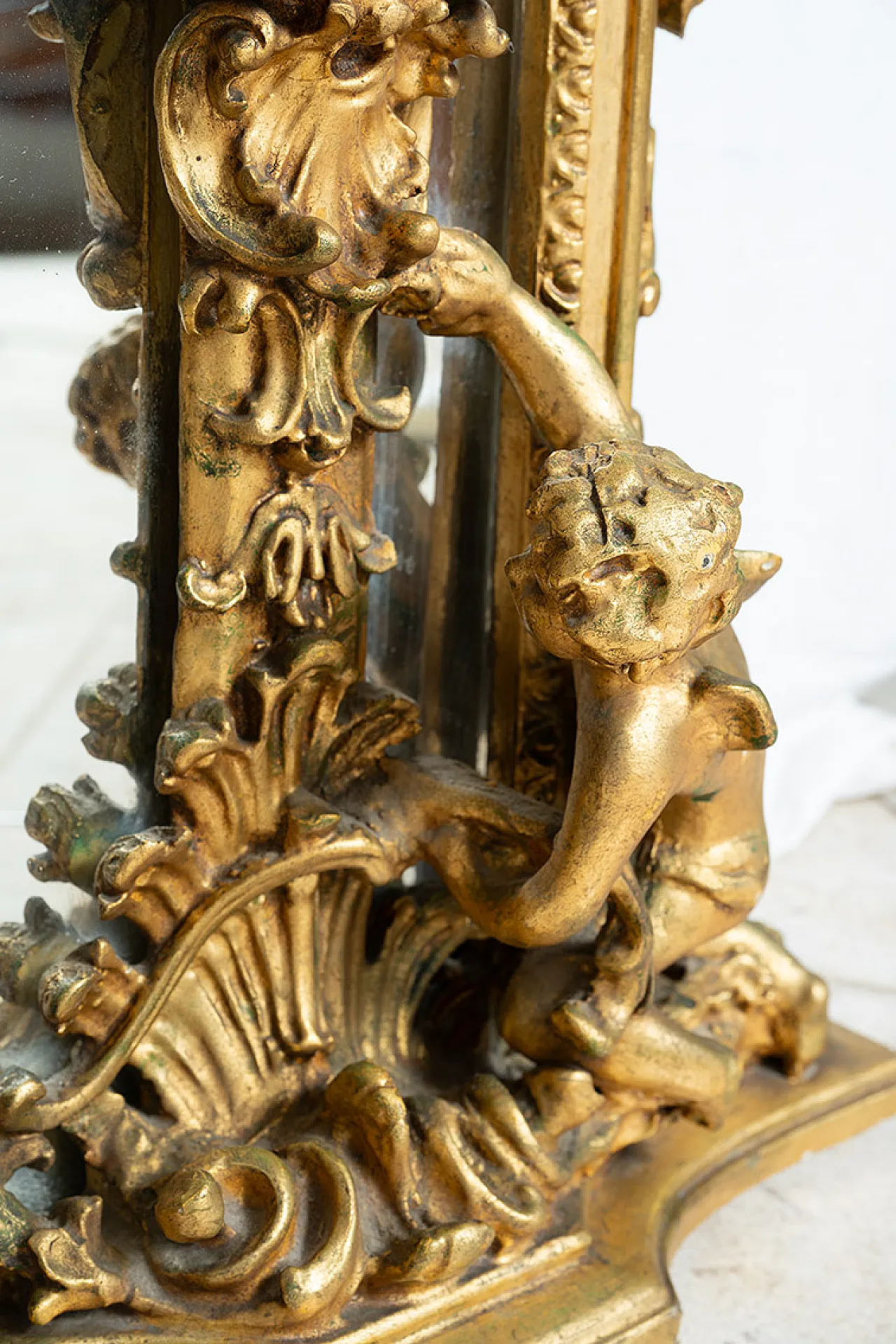 Carved baroque style console with mirror, 1960s 5