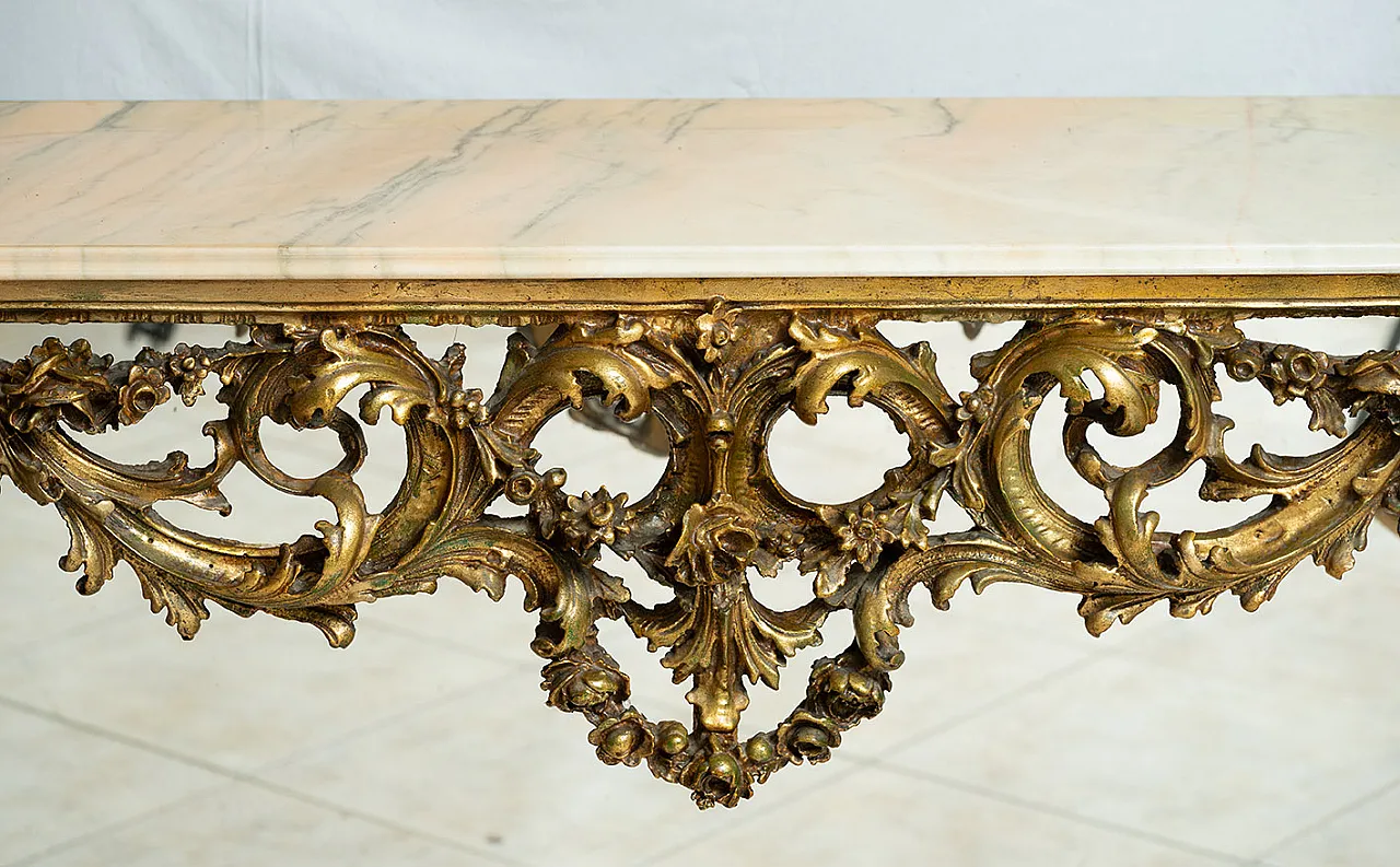 Carved baroque style console with mirror, 1960s 8