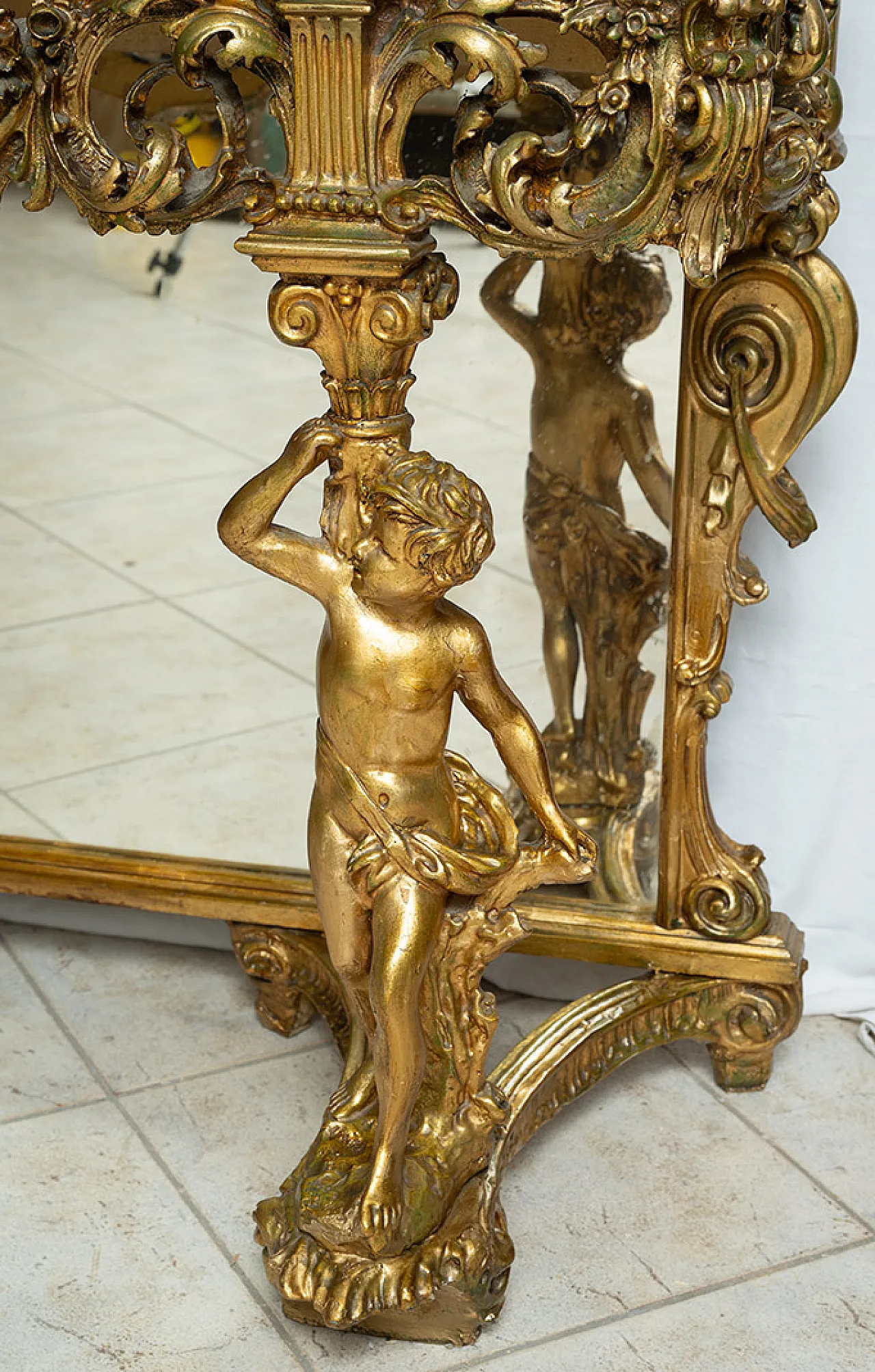 Carved baroque style console with mirror, 1960s 9