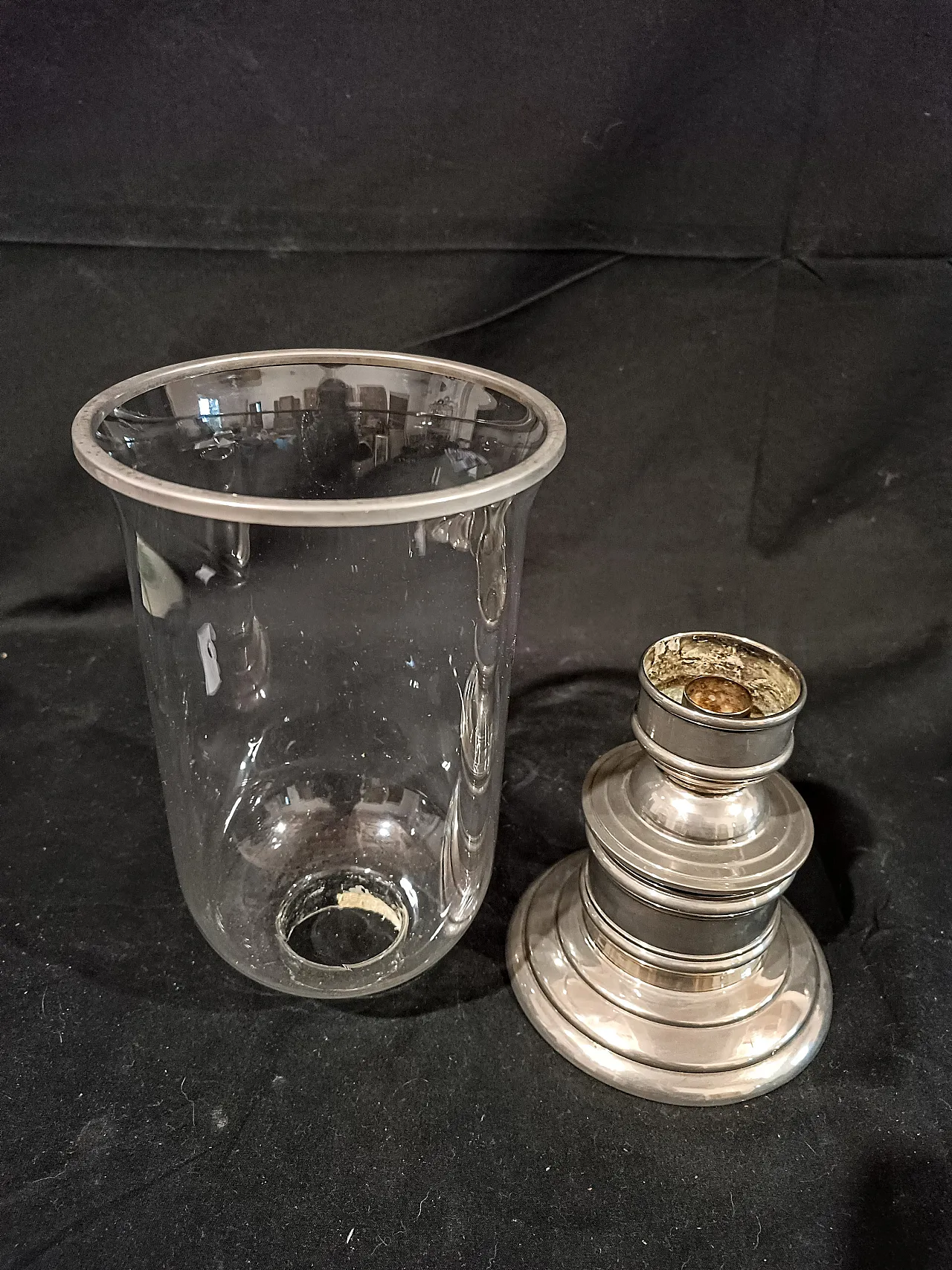 Candeliere Silverplate Paralume Vetro Soffiato, anni '60 2