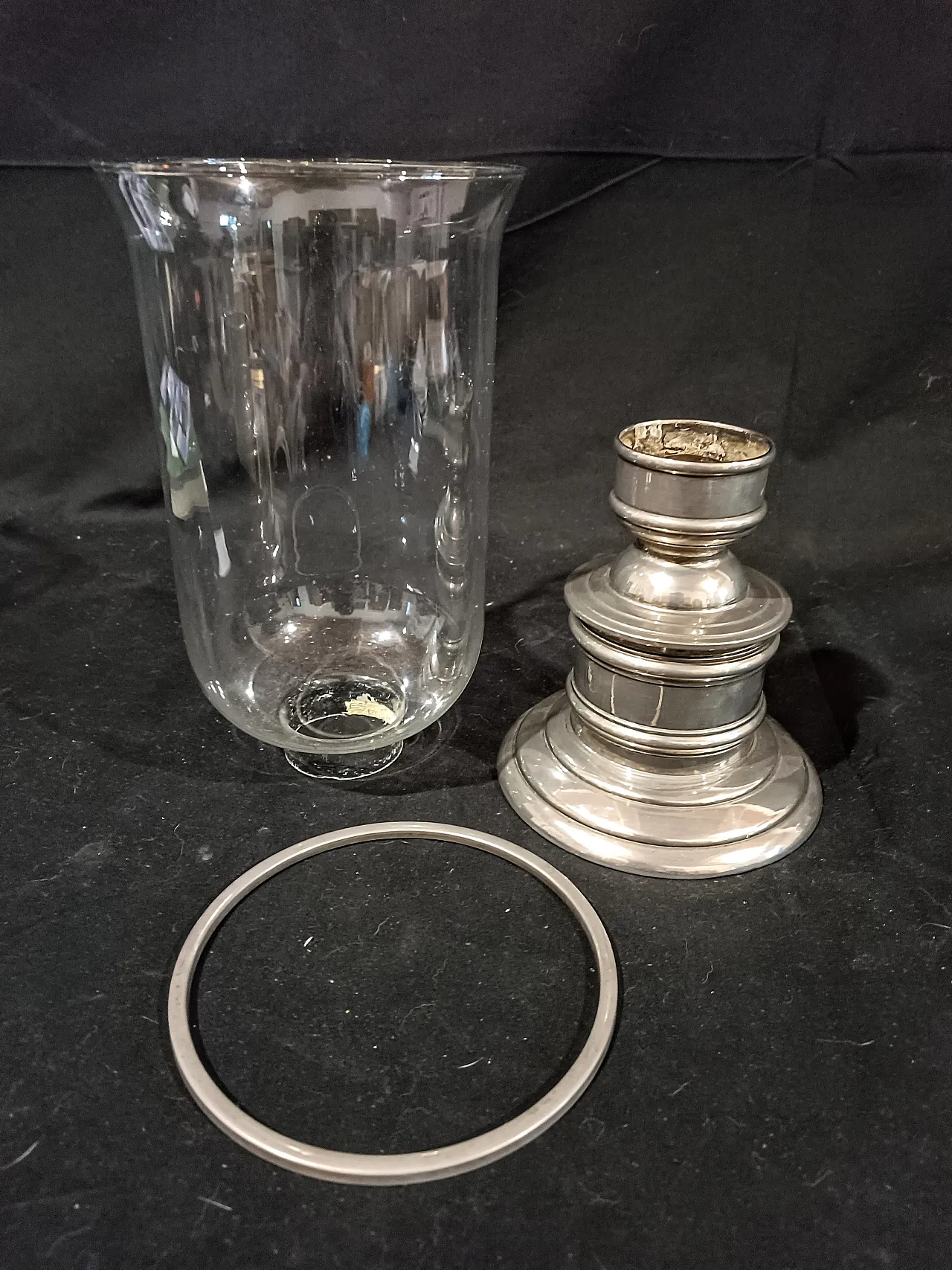 Candeliere Silverplate Paralume Vetro Soffiato, anni '60 3