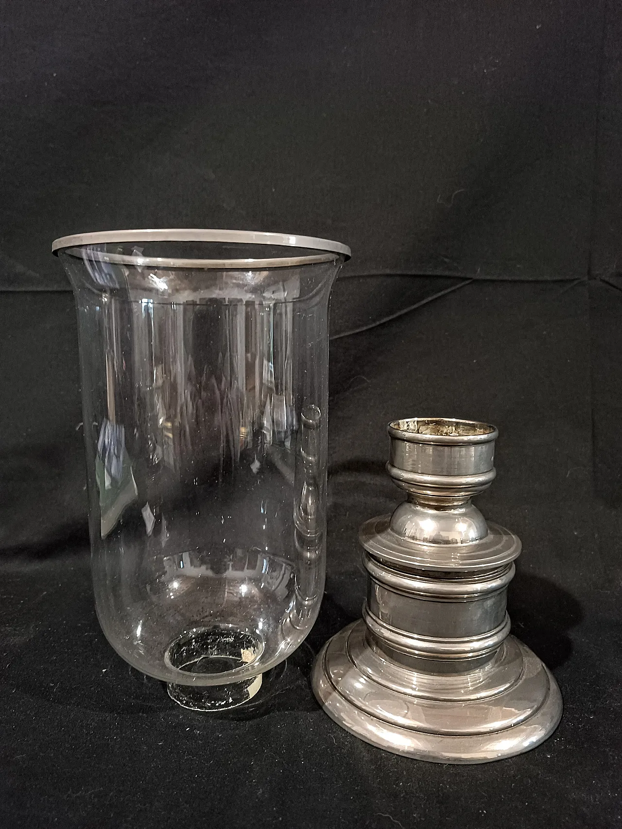 Candeliere Silverplate Paralume Vetro Soffiato, anni '60 13