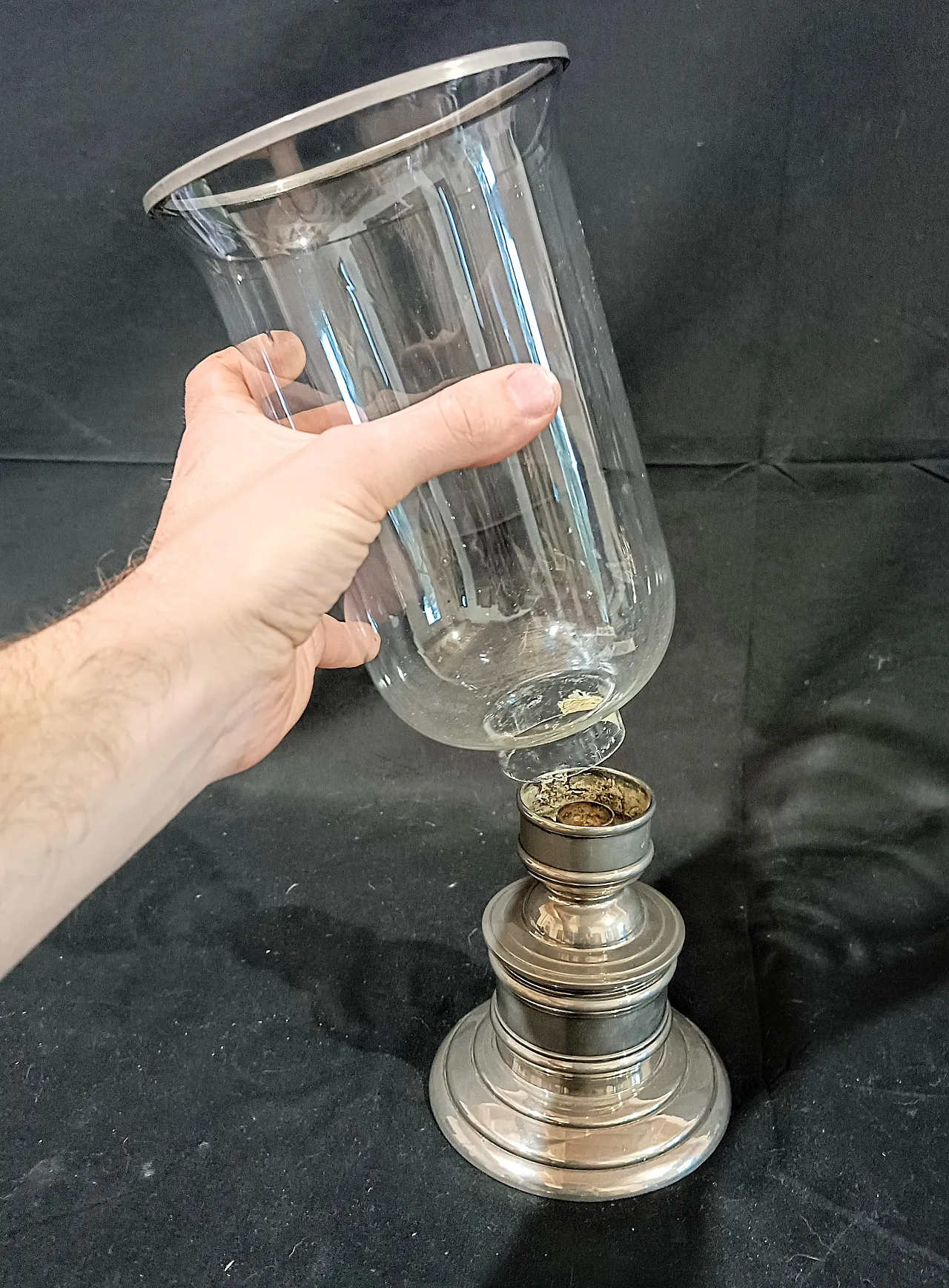 Candeliere Silverplate Paralume Vetro Soffiato, anni '60 15