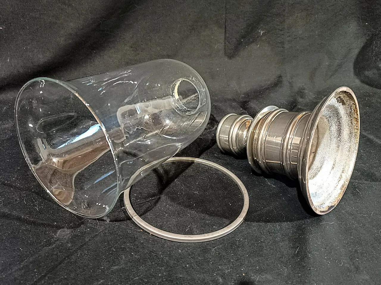 Candeliere Silverplate Paralume Vetro Soffiato, anni '60 16