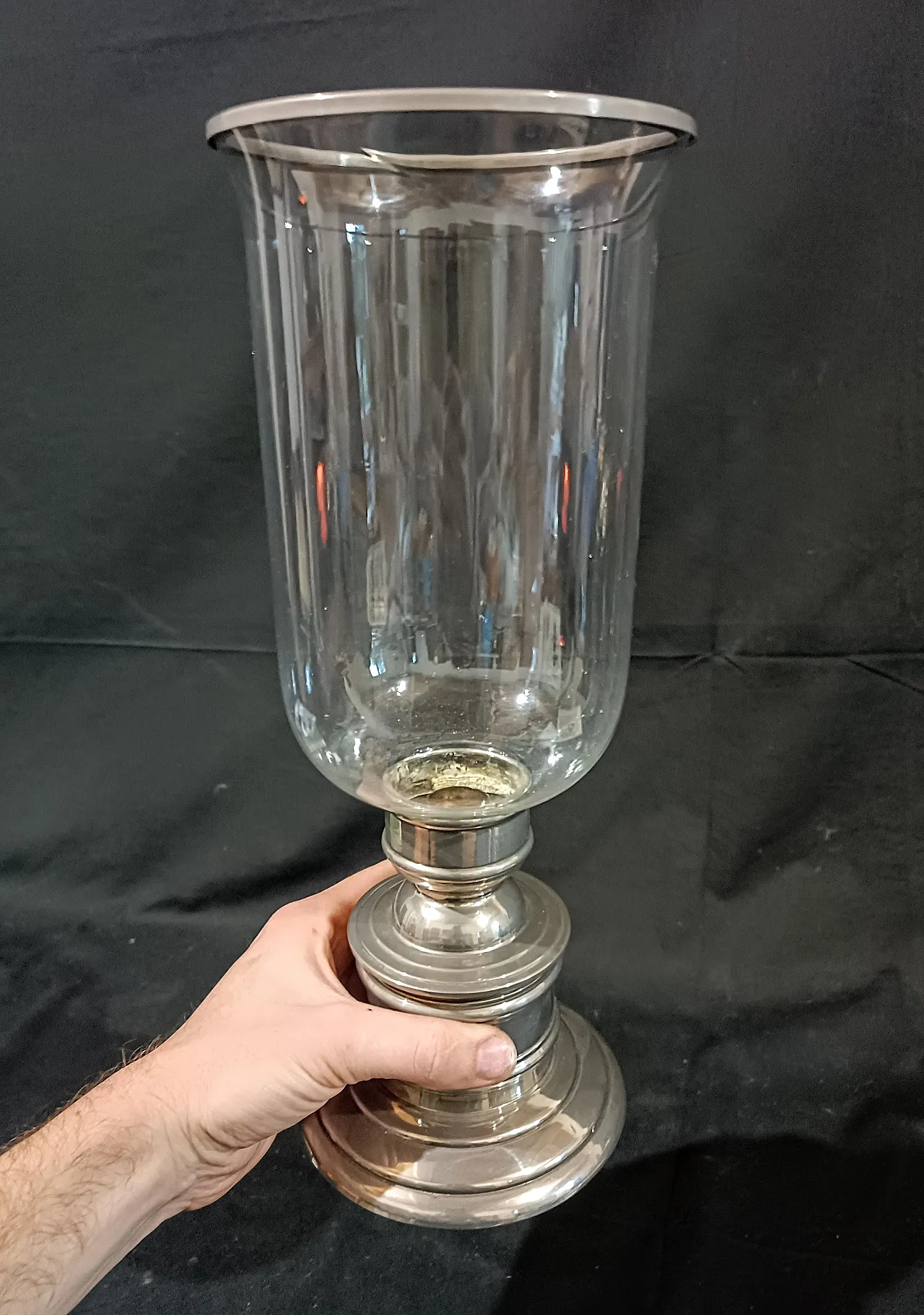 Candeliere Silverplate Paralume Vetro Soffiato, anni '60 18