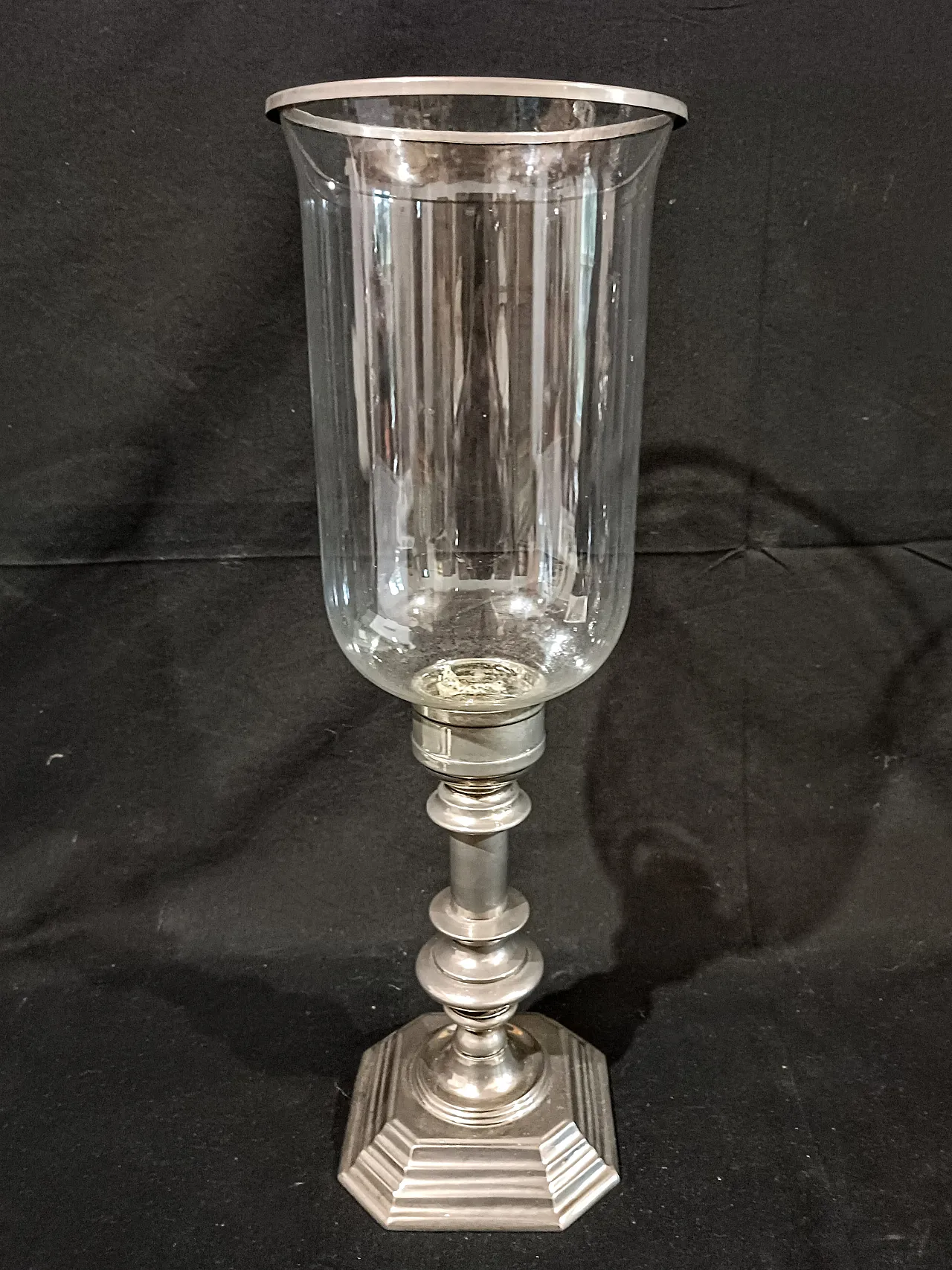 Candeliere Silverplate Paralume Vetro Soffiato, anni '60 1