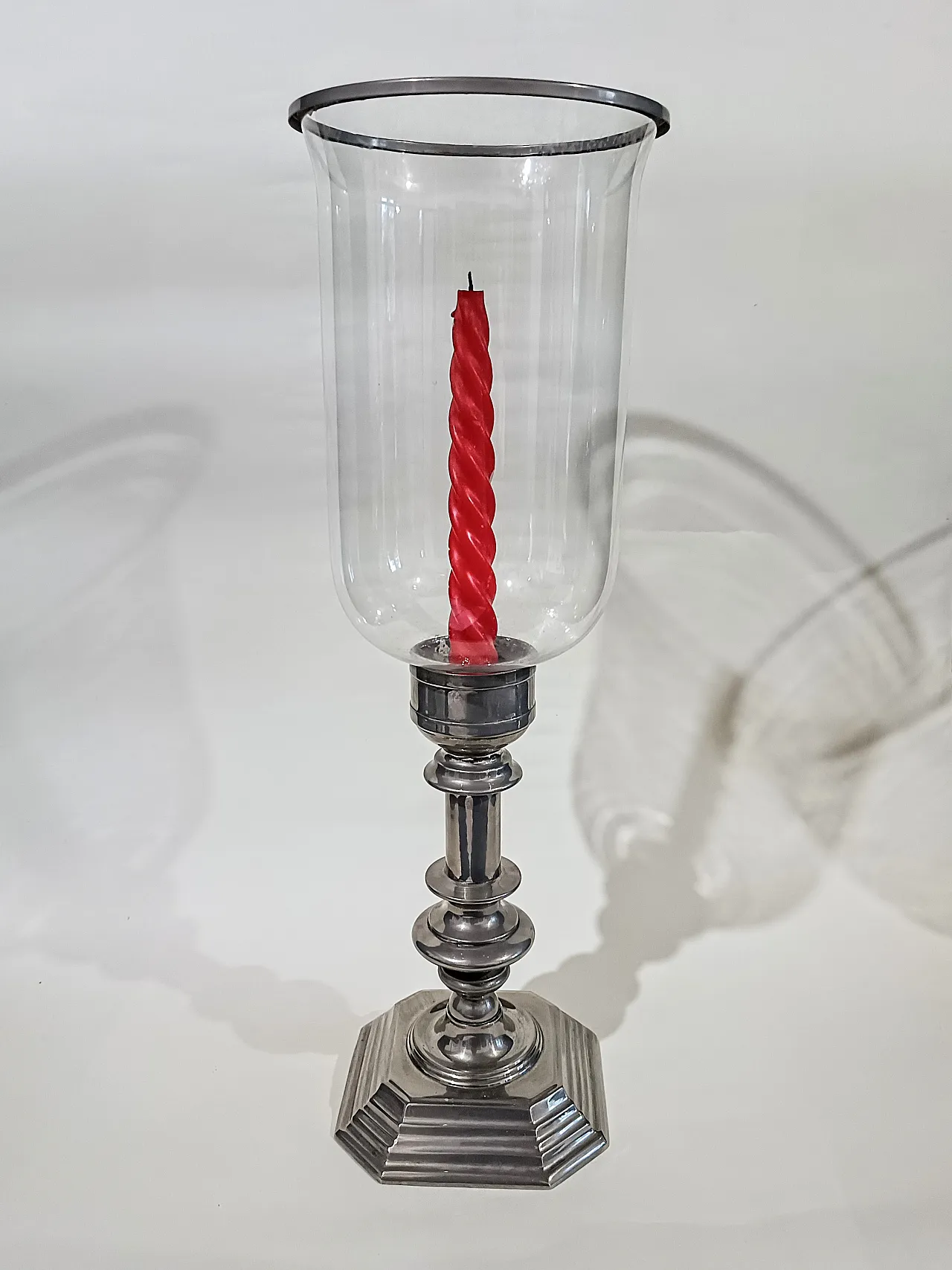 Candeliere Silverplate Paralume Vetro Soffiato, anni '60 2