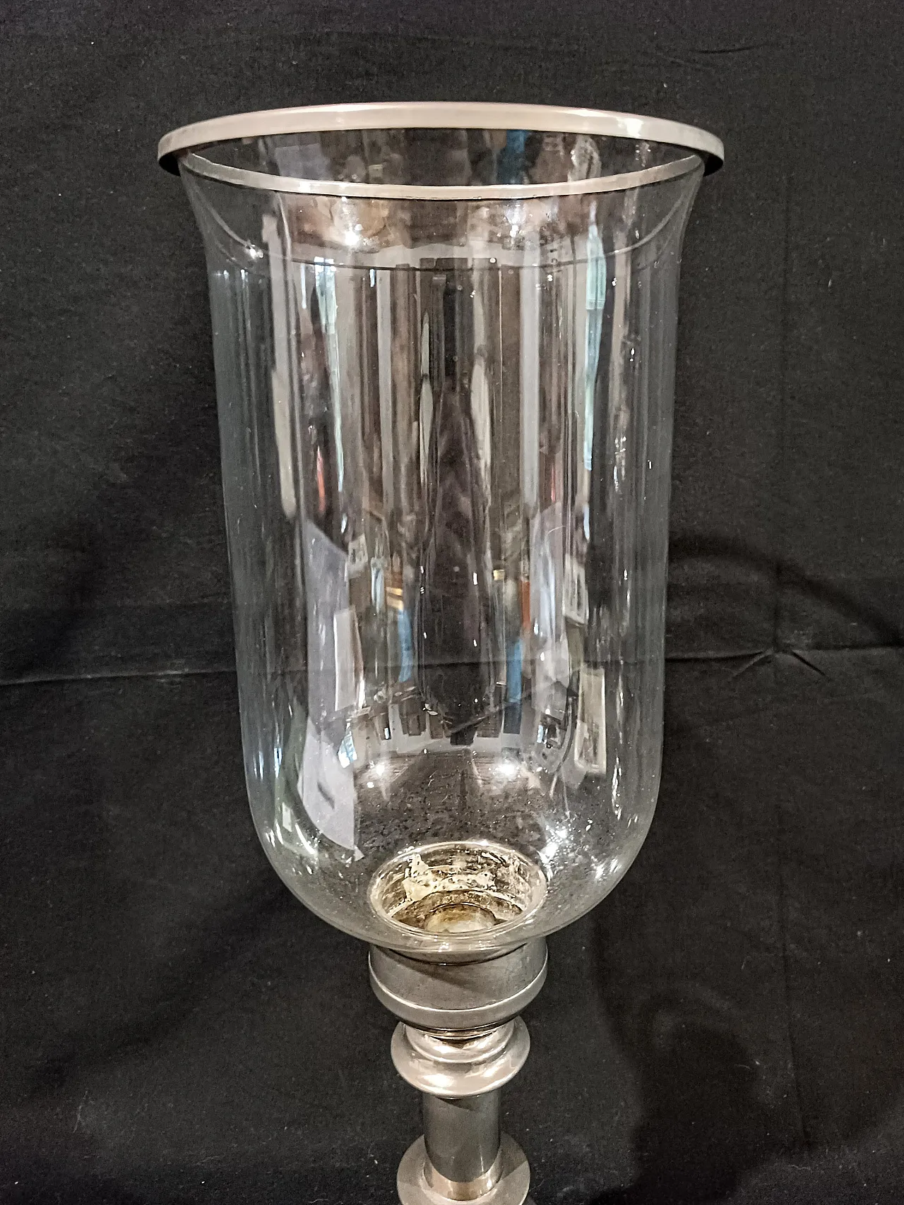 Candeliere Silverplate Paralume Vetro Soffiato, anni '60 3