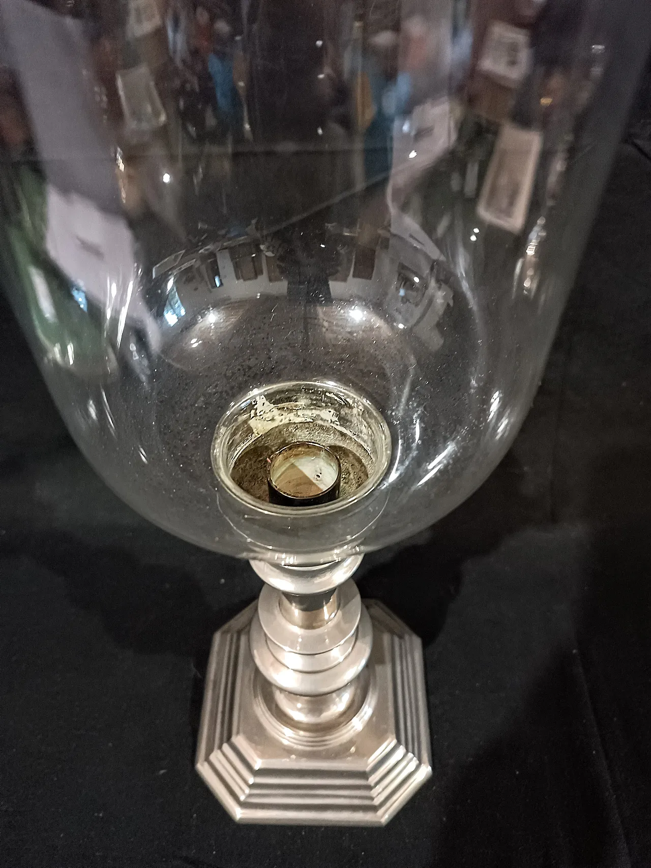 Candeliere Silverplate Paralume Vetro Soffiato, anni '60 4