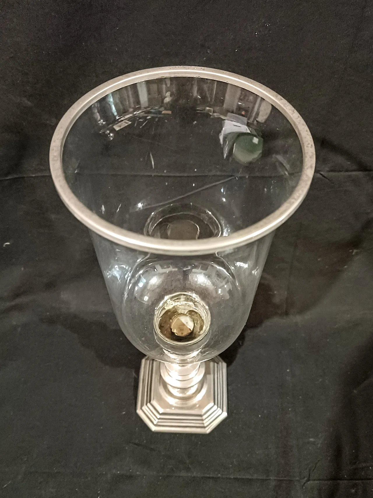 Candeliere Silverplate Paralume Vetro Soffiato, anni '60 6