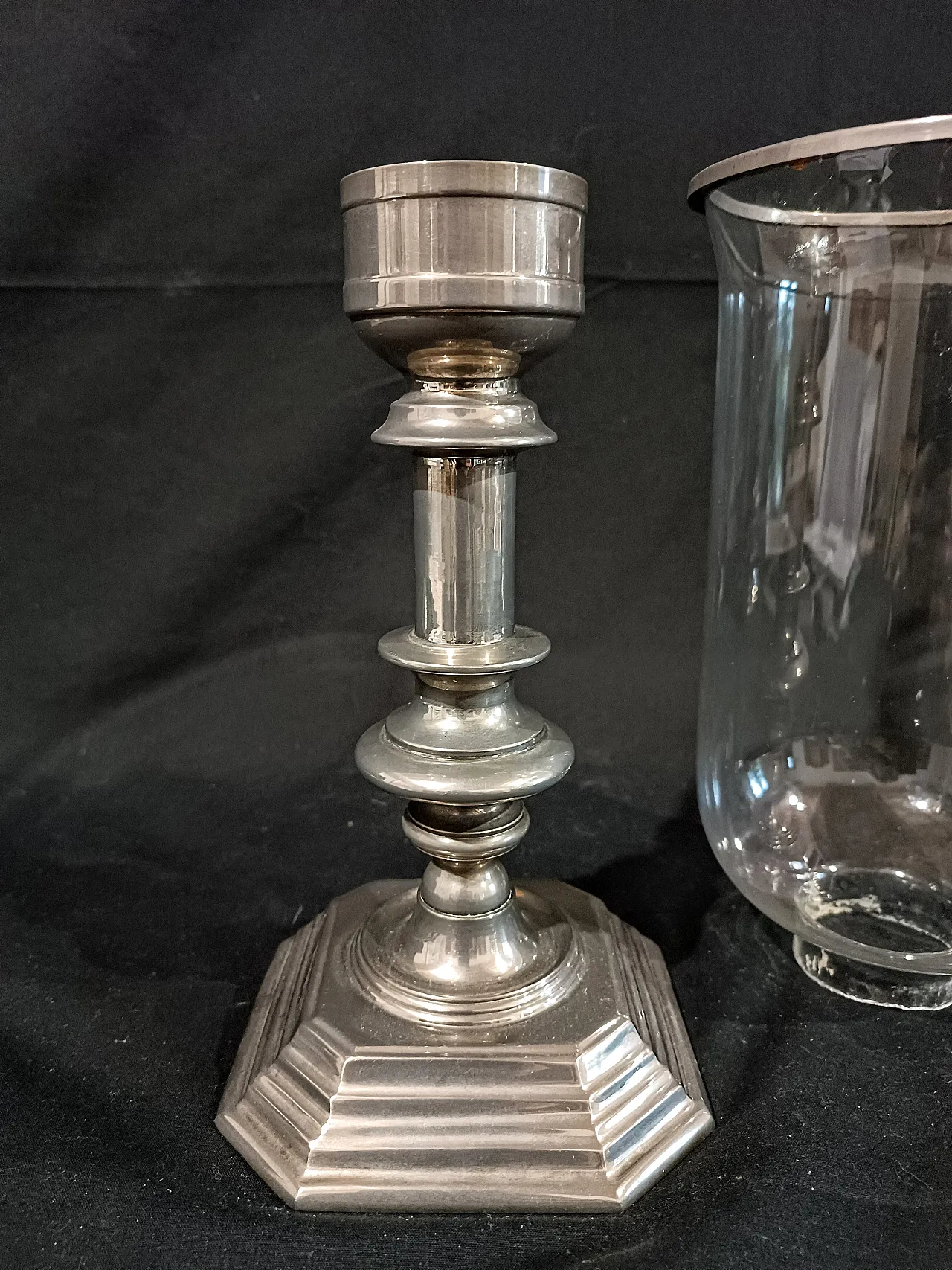 Candeliere Silverplate Paralume Vetro Soffiato, anni '60 7