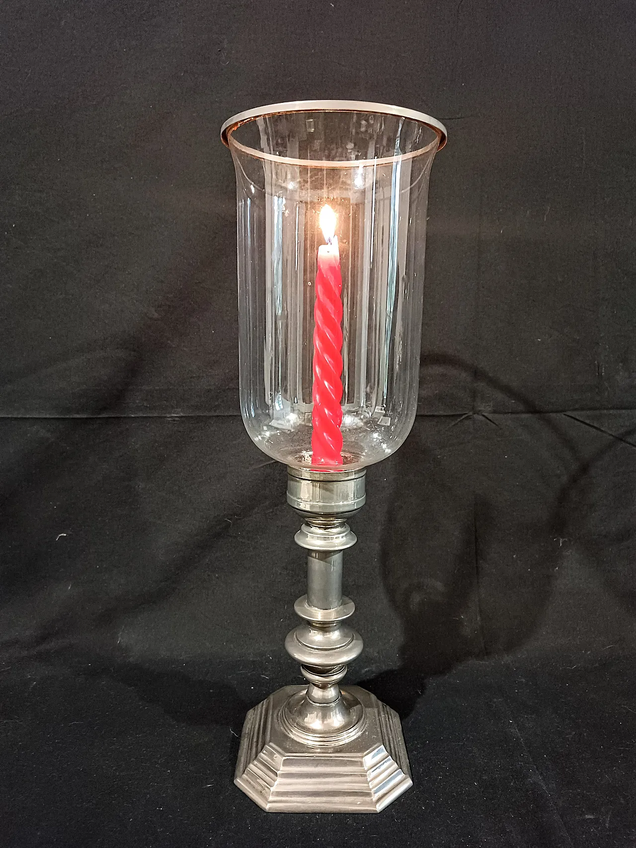 Candeliere Silverplate Paralume Vetro Soffiato, anni '60 9