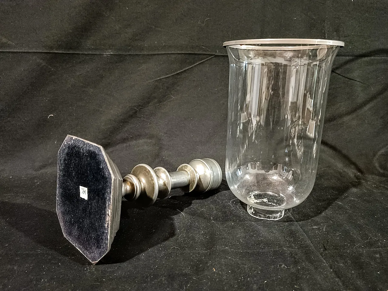 Candeliere Silverplate Paralume Vetro Soffiato, anni '60 13