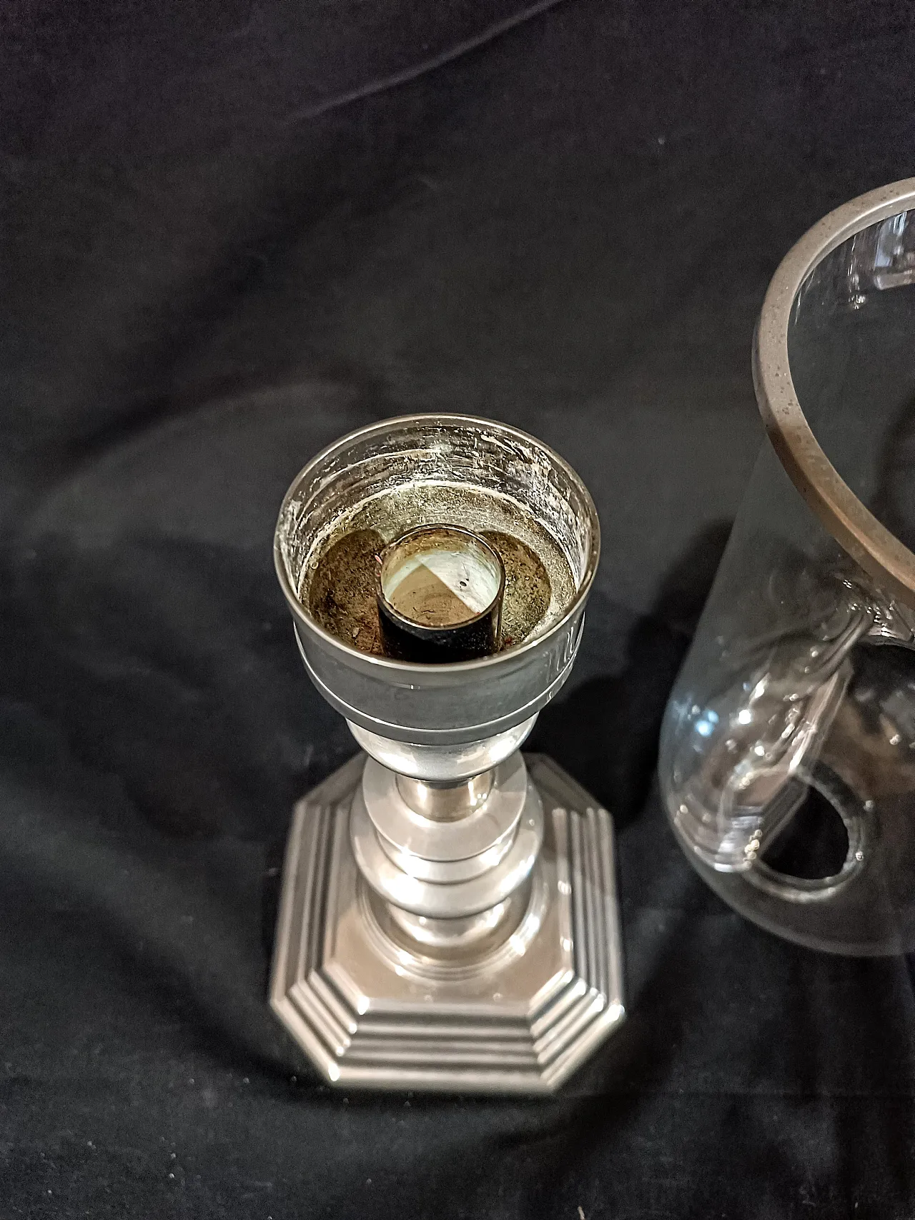 Candeliere Silverplate Paralume Vetro Soffiato, anni '60 14