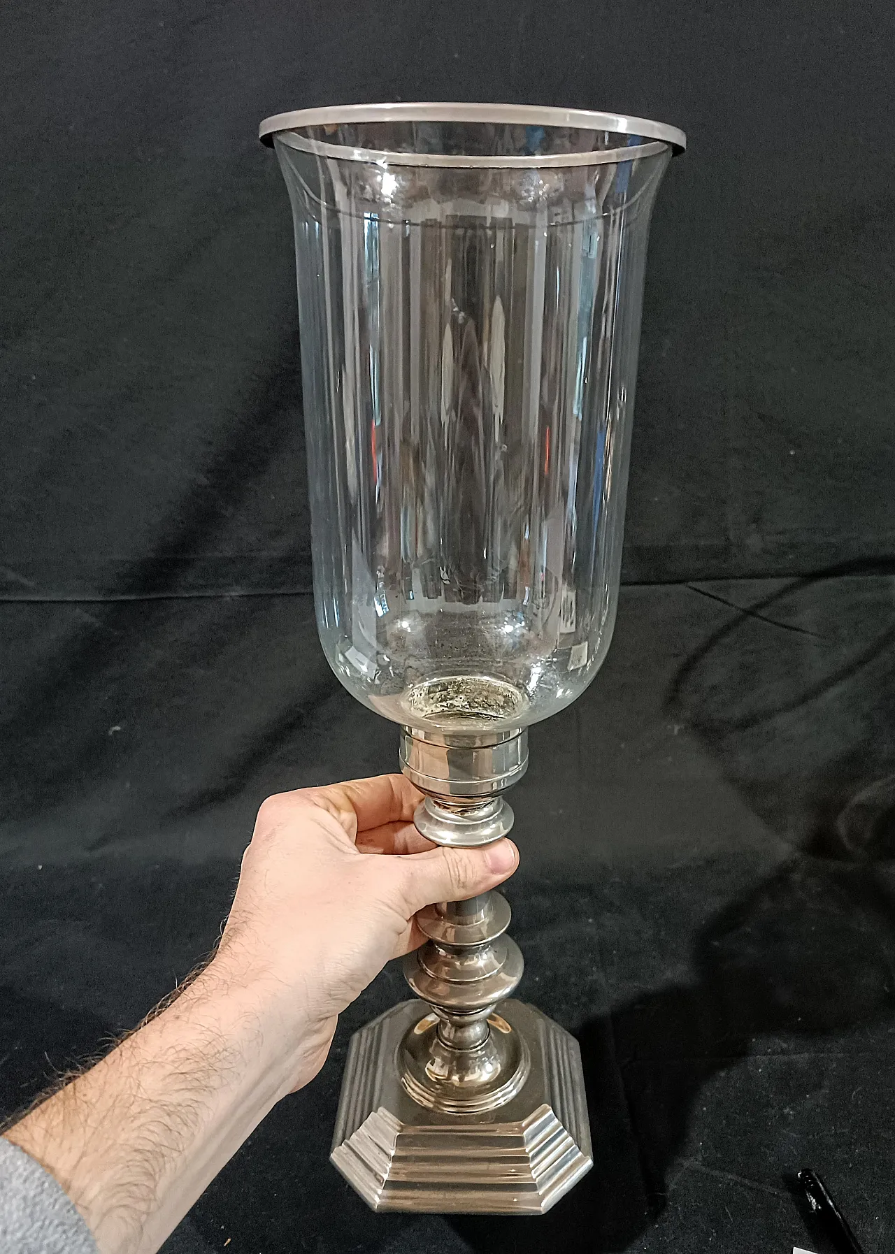 Candeliere Silverplate Paralume Vetro Soffiato, anni '60 20